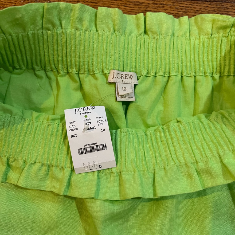 NWT J Crew Skirt- Neon Green